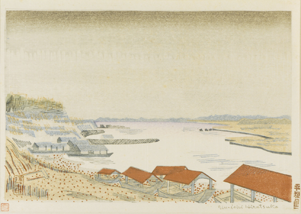 平塚運一「 雨の玉川」
