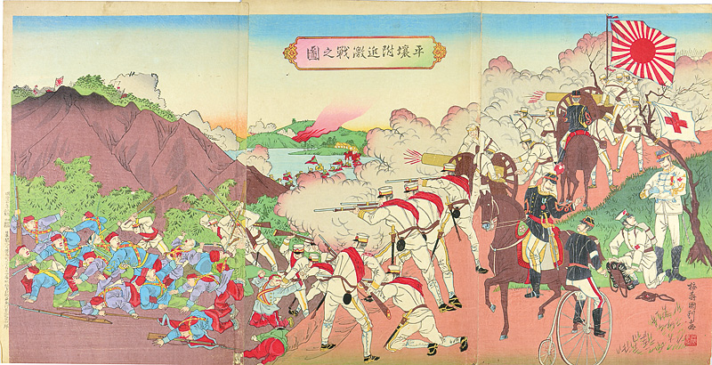 国利「平壌附近激戦之図」