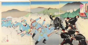静齋「日露交戦画（四）　鴨緑江附近ニ敵兵を攻撃ス」