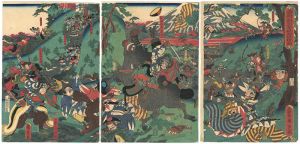 Kunihisa / The Great Hunting-party of Yoritomo on the Moor Below Mt. Fuji [源頼朝公富士之裾野牧狩之図]