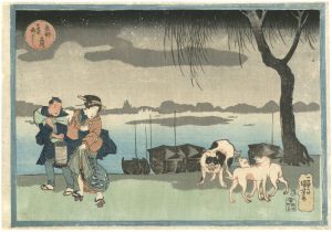 Kuniyoshi / Famous Places in Edo : Yanagibashi Bridge at Ryogoku [東都名所　両国柳ばし]
