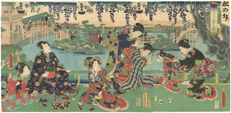 豊国三代「東宰府境内藤見之図　（亀戸天神）」