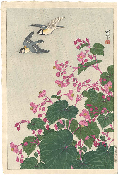 小原古邨（祥邨）「四十雀と秋海棠」