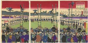 Hiroshige III / New Year Firefighters' Event in Tokyo [東京名所内火消組出初階子乗之図]