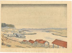平塚運一「River seens in rain」