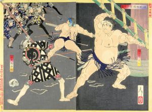 芳年「新撰東錦絵　神明相撲闘争之図」