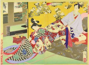 芳年「新撰東錦絵　於さめ遊女を学ぶ図」