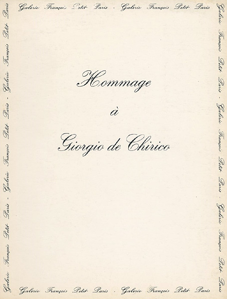 「[仏]キリコ カタログ HOMMAGE A GIORGIO DE CHIRICO」
