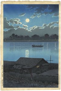 Kawase Hasui / Full Moon at Arakawa River