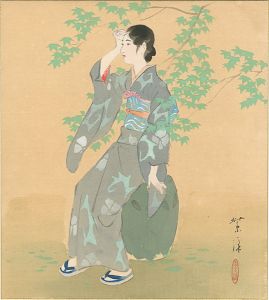 笠松紫浪「自筆画色紙」