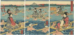 芳員「東海道大井川の図」