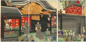 Chikanobu / Events in Edo Throughout the Year on Gold-speckled Paper / April [江戸砂子年中行事  四月  御霊屋参拝之図]