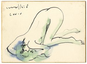古沢岩美「自筆画色紙　裸婦図」