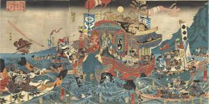 国芳「長門国赤間の浦に於て源平大合戦平家一門悉く亡びる図」