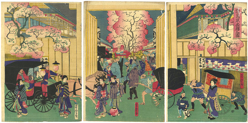 芳虎「新島原夜桜之図」