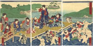 子供庭遊の図