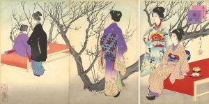 春汀「美人十二ヶ月　其二　観梅」