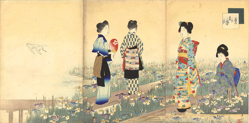 春汀「美人十二ヶ月　其六　菖蒲」