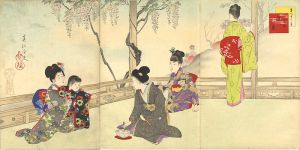 春汀「美人十二ヶ月　其五　藤見」