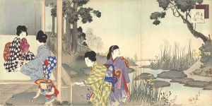 春汀「美人十二ヶ月　其九　秋くさ」
