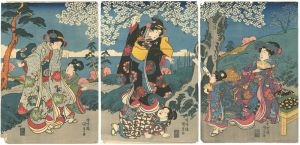 国貞初代「桜下美人図（仮題）」