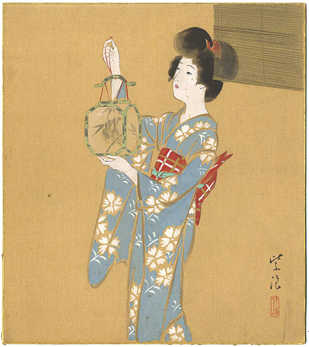 笠松紫浪「自筆画色紙」