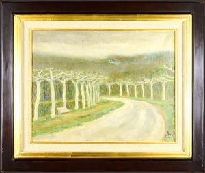 Onchi Koshiro / Painting : An Avenue (Scenery in China)