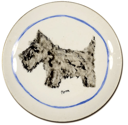村山知義「自筆絵付 犬の皿画」