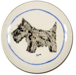 自筆絵付 犬の皿画