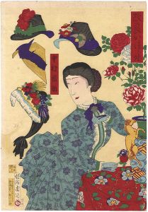 周延「改良かつら付　（中村福助）」