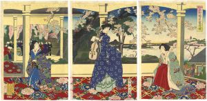 周延「舞踏会　上野櫻花観遊ノ図」