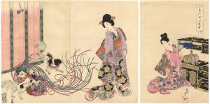 周延「千代田之大奥　狆のくるい」
