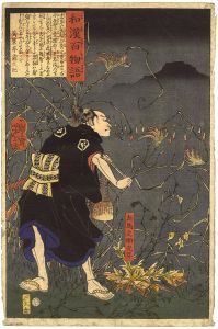 Yoshitoshi / 100 Ghost Stories of China and Japan / Samanosuke Mitsutoshi with Fox Fires [和漢百物語　左馬之助光年]