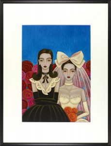 樋上公実子「自筆画　田辺聖子「結婚ぎらい」（光文社文庫）表紙原画」