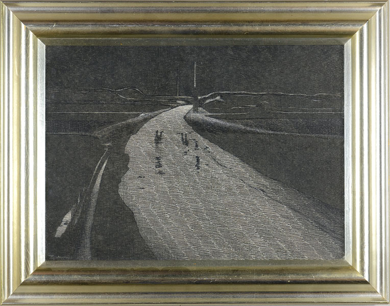 Yashima Masaaki “Painting : Mother and Child in Rain”