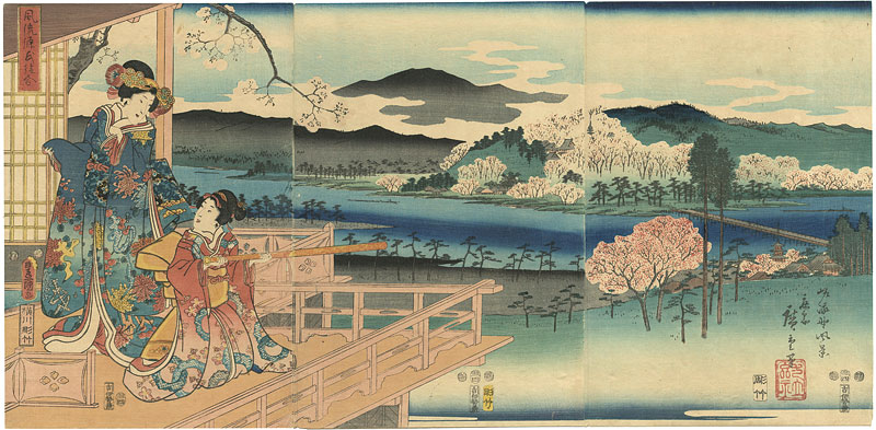 広重初代 豊国三代「嵯峨野風景　風流源氏絵合」