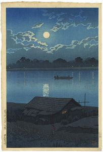 Twenty Views of Tokyo Series / Moon over the Ara River, Akabane