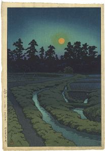 Kawase Hasui / Moon at Ayashi, Miyagi Prefecture