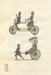 川上澄生「自筆画　自転車と人力車」