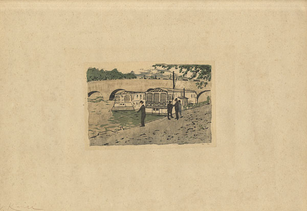 山本鼎「リュクサンブール公園 （河畔の釣人）」