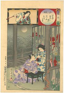 周延「雪月花　山城　古寺雨後の月　源氏　たそがれ」