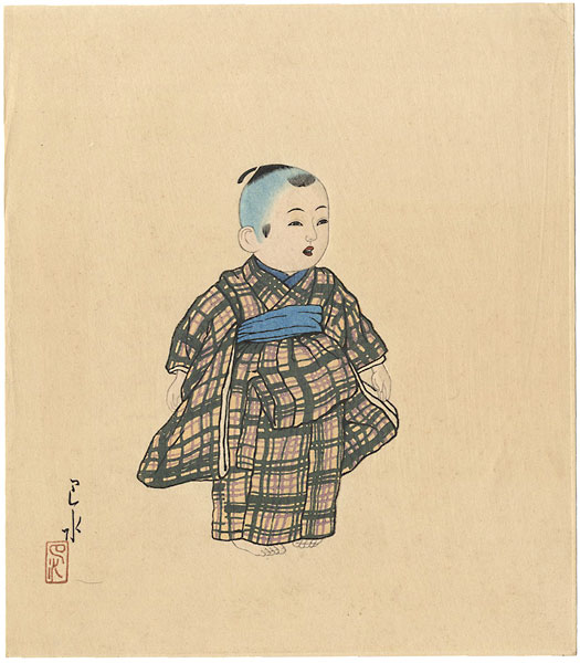 川瀬巴水「御所人形」