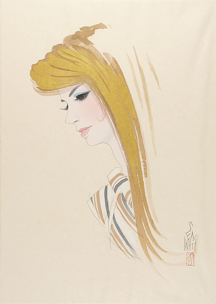岩田専太郎「木版美人名作撰　金髪」