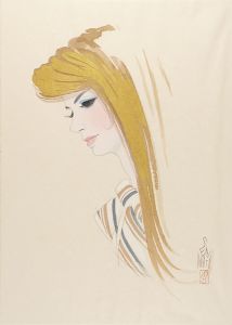 木版美人名作撰　金髪