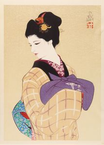 木版美人名作撰　稽古がえり