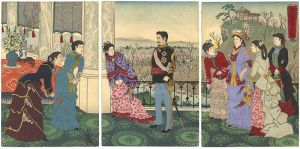 清親「御代春恵の梅園」