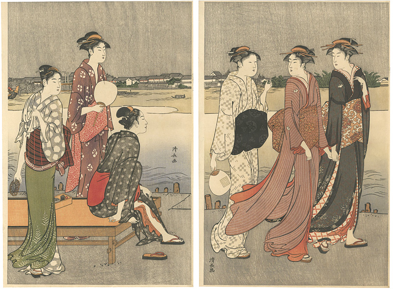 清長「大川端夕涼み図【復刻版】」