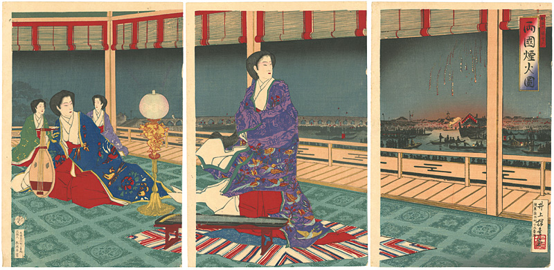 安治（探景）「両国煙火図」
