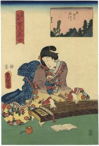 豊国三代 国久「江戸名所百人美女　赤坂の氷川」