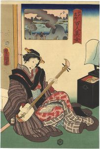 Toyokuni III, Kunihisa / Famous Places in Edo Compared with 100 Beauties / Imado [江戸名所百人美女　今戸]